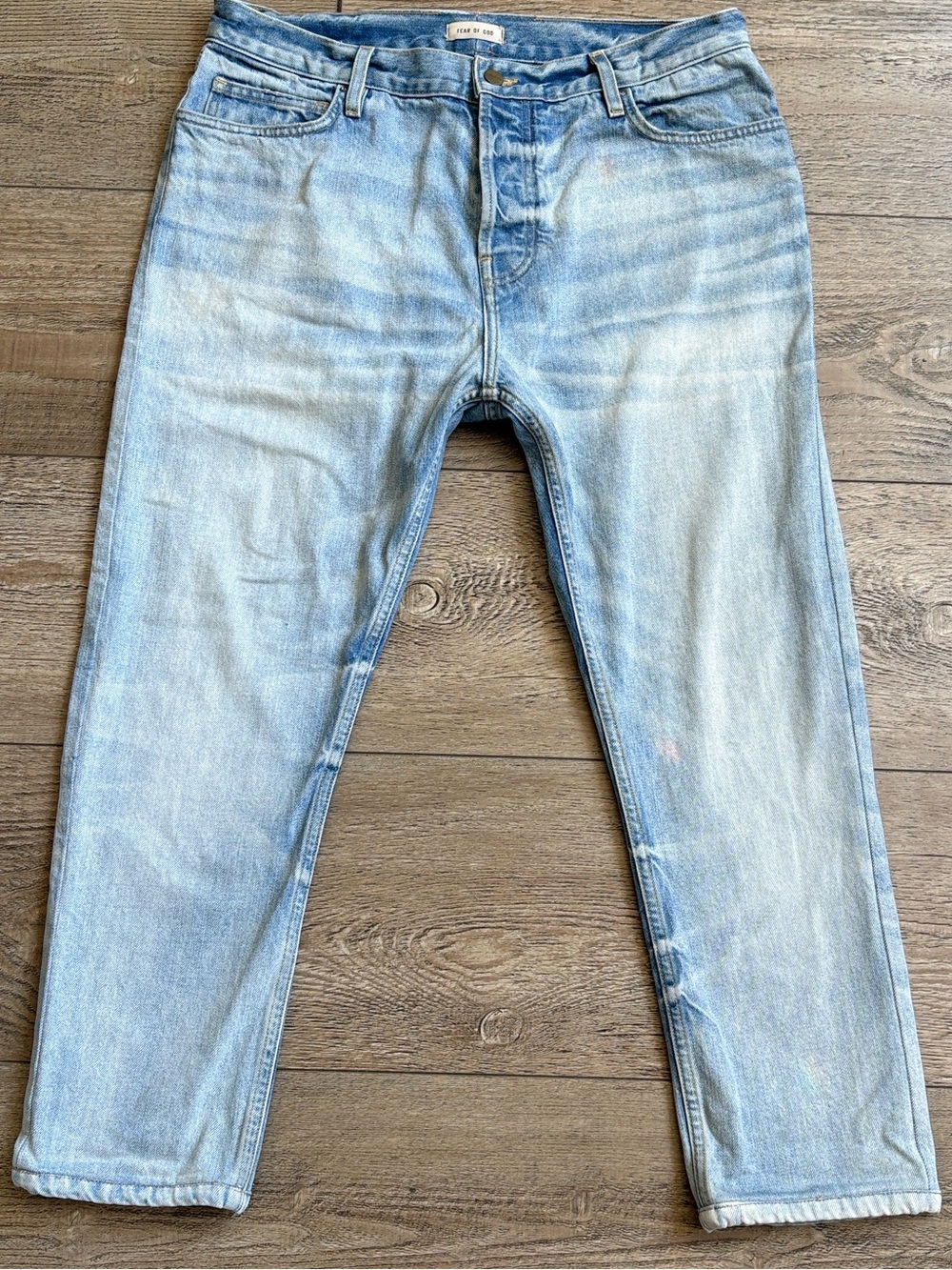 Fear of God Men’s Light Blue Slim Straight Jeans Size 36 Made in USA